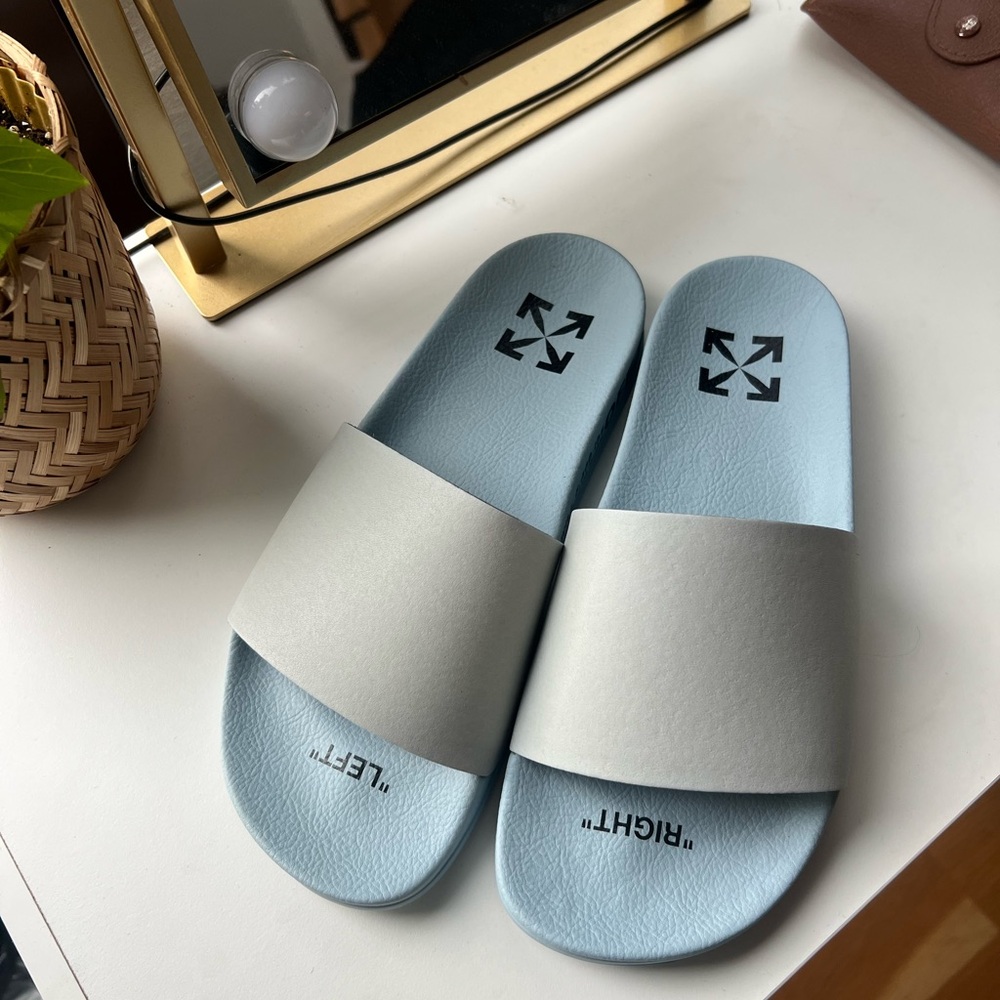 Off-White™ “Left-Right” Light Blue Slides with Box – Size 40 – Never Worn